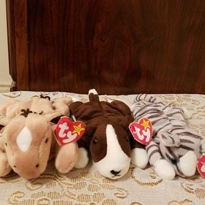 Retired Rare Original Ty Beanie Babies. Set of 3.